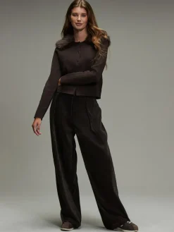 Outlet Next Cord Wide Leg Trousers Chocolate Brown