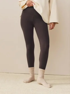 Hot Next Cosy Fleece Leggings Chocolate Brown