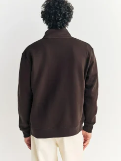 Best Next Cotton Rich Jersey Full Zip Funnel Neck Sweatshirt Chocolate Brown