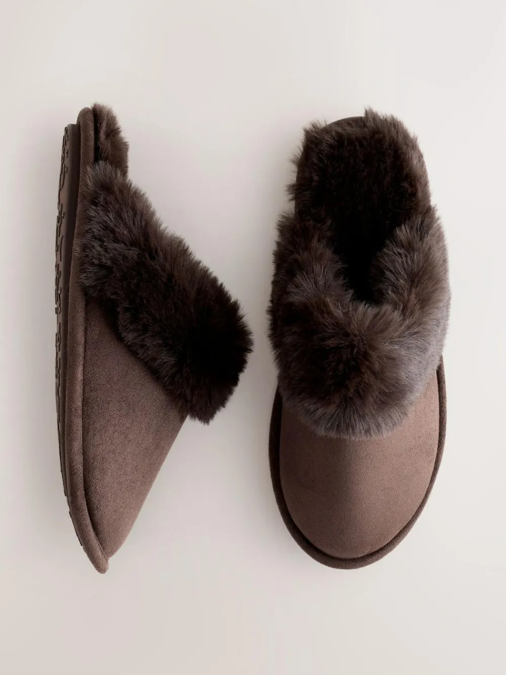 Next Faux Fur Suede Mule Slippers^Women Slippers|All Night & Lounge