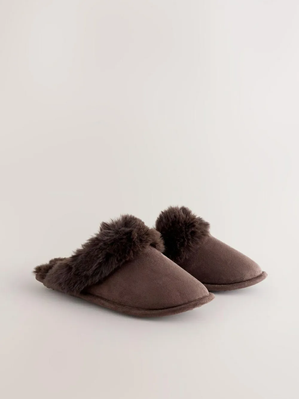 Next Faux Fur Suede Mule Slippers^Women Slippers|All Night & Lounge