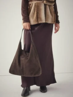 Clearance Next Chocolate Brown Faux Suede Slouchy Shoulder Bag