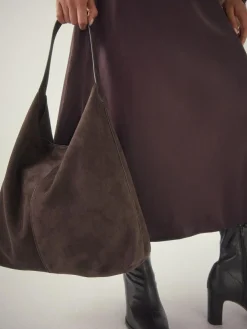 Clearance Next Chocolate Brown Faux Suede Slouchy Shoulder Bag