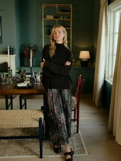 Best Next 2-In-1 Knitted Jumper with Pleated Midi Skirt Chocolate Brown Floral