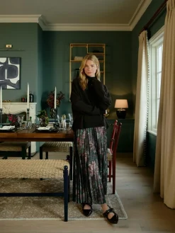 Best Next 2-In-1 Knitted Jumper with Pleated Midi Skirt Chocolate Brown Floral