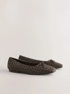 Sale Next Forever Comfort® Leather Weave Ballet Flats Chocolate Brown