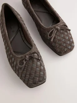 Sale Next Forever Comfort® Leather Weave Ballet Flats Chocolate Brown