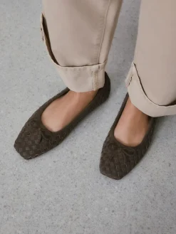 Sale Next Forever Comfort® Leather Weave Ballet Flats Chocolate Brown