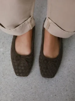 Sale Next Forever Comfort® Leather Weave Ballet Flats Chocolate Brown