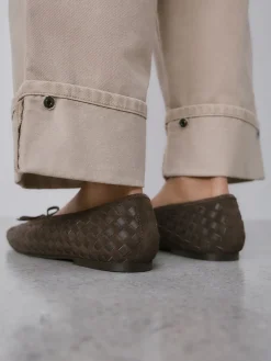 Sale Next Forever Comfort® Leather Weave Ballet Flats Chocolate Brown