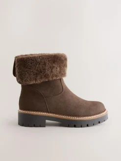 Next Forever Comfort® Faux Fur Cuff Ankle Boots^Women Wide Fit & Extra Wide Fit