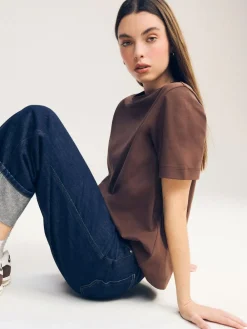 Next Chocolate Brown Heavyweight Short Sleeve Crew Neck T-Shirt^Women Nightwear|Tops & T-Shirts