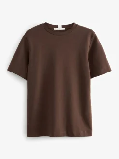 Next Chocolate Brown Heavyweight Short Sleeve Crew Neck T-Shirt^Women Nightwear|Tops & T-Shirts