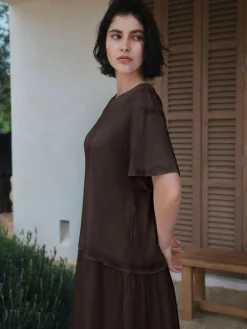 New Next Jersey Two In One T-Shirt Dress Chocolate Brown