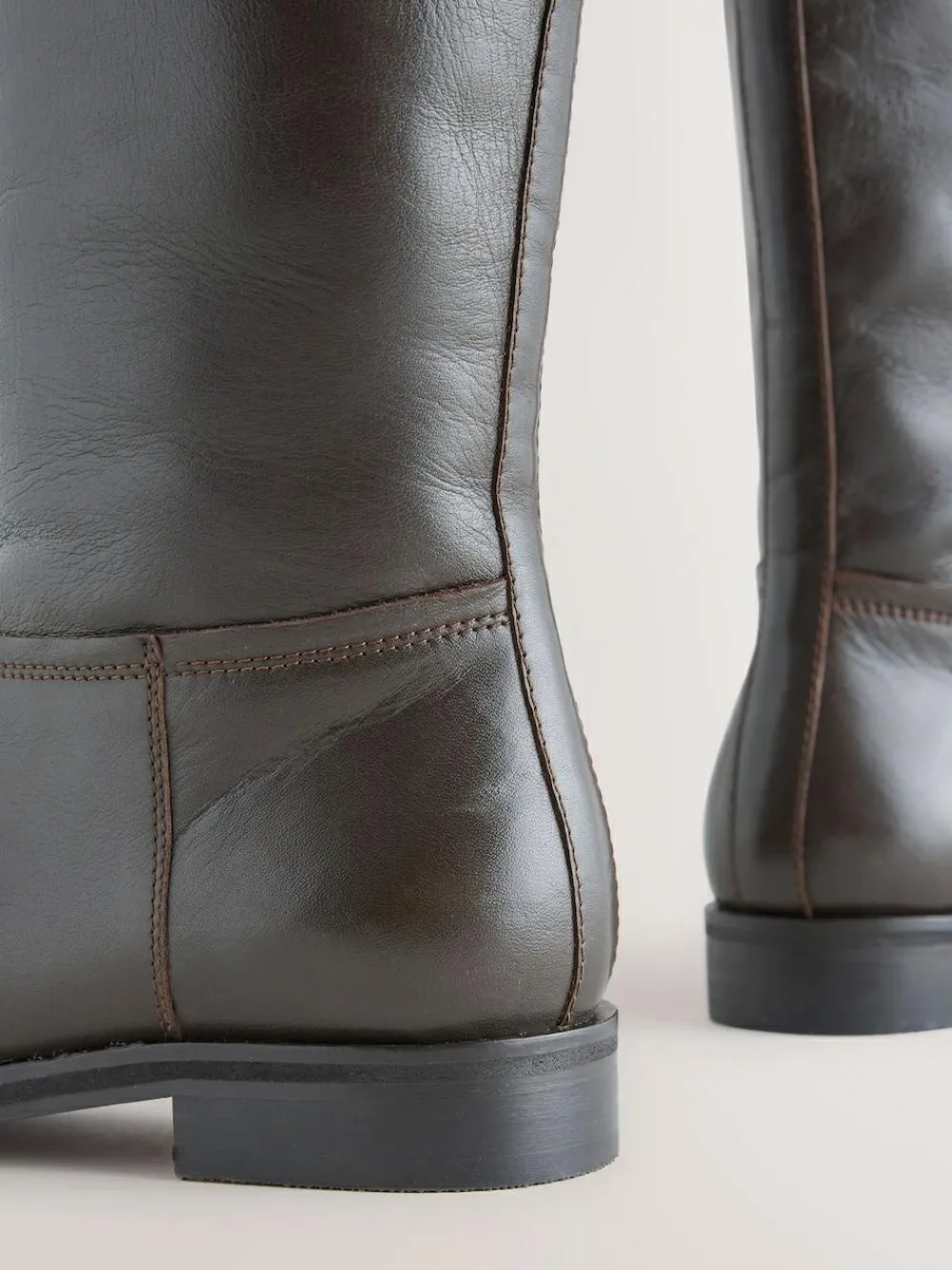 Online Next Standard/Wide Fit Forever Comfort® Flat Riding Boots Chocolate Brown Leather