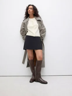 Online Next Standard/Wide Fit Forever Comfort® Flat Riding Boots Chocolate Brown Leather