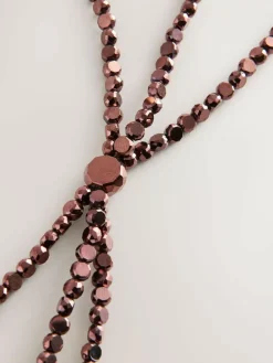 Next Metallic Skinny Tiered Beaded Belt^Women Belts