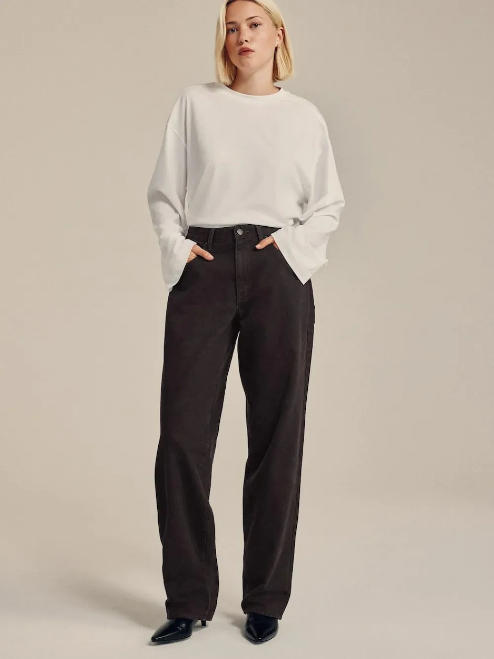 Discount Next Mid Rise Wide Leg Baggy Jeans Chocolate Brown