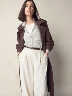 Outlet Next Chocolate Brown N. Premium Made In Italy Croc Effect Look Leather Belt