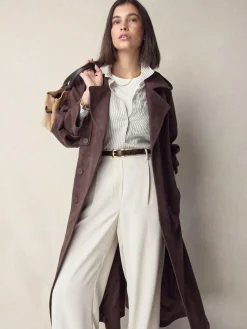 Outlet Next Chocolate Brown N. Premium Made In Italy Croc Effect Look Leather Belt