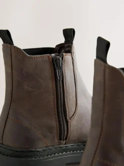 Discount Next Forever Comfort® Round Toe Chelsea Boots Chocolate Brown Oiled Leather