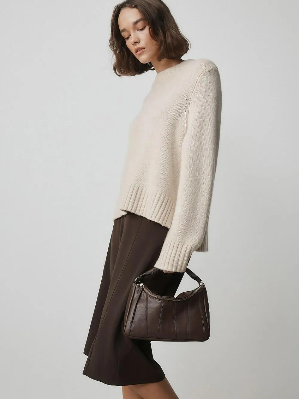 Next Chocolate Brown Panel Cross-Body Bag^Women Bags