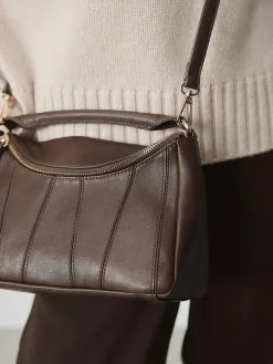 Next Chocolate Brown Panel Cross-Body Bag^Women Bags