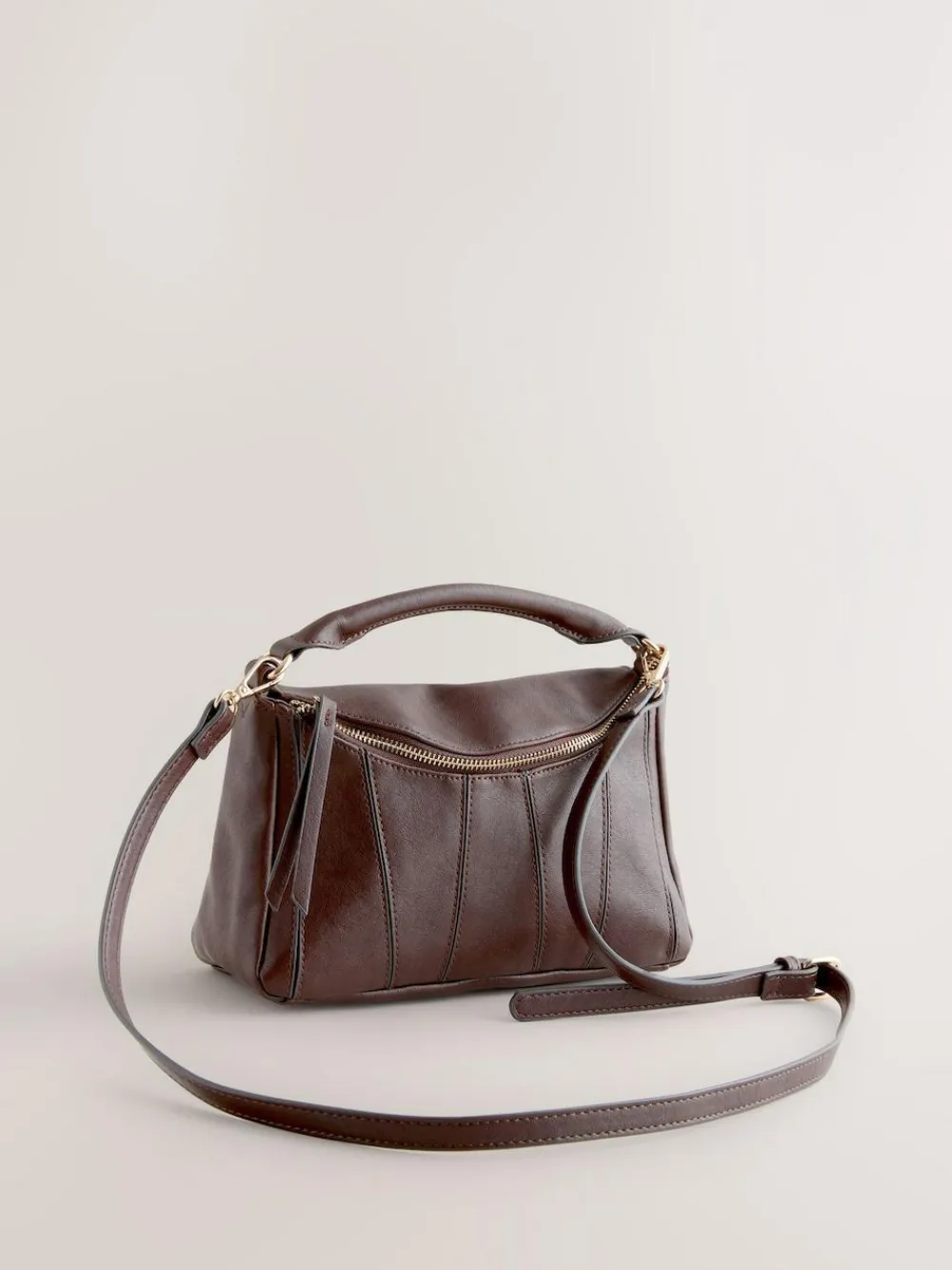 Next Chocolate Brown Panel Cross-Body Bag^Women Bags
