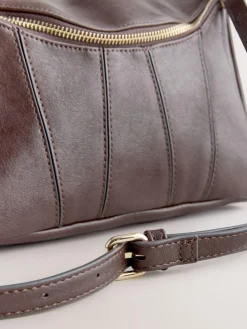 Next Chocolate Brown Panel Cross-Body Bag^Women Bags
