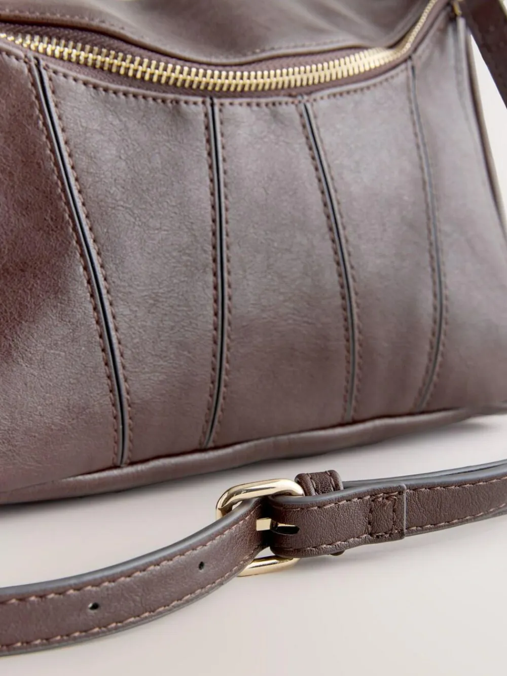 Next Chocolate Brown Panel Cross-Body Bag^Women Bags