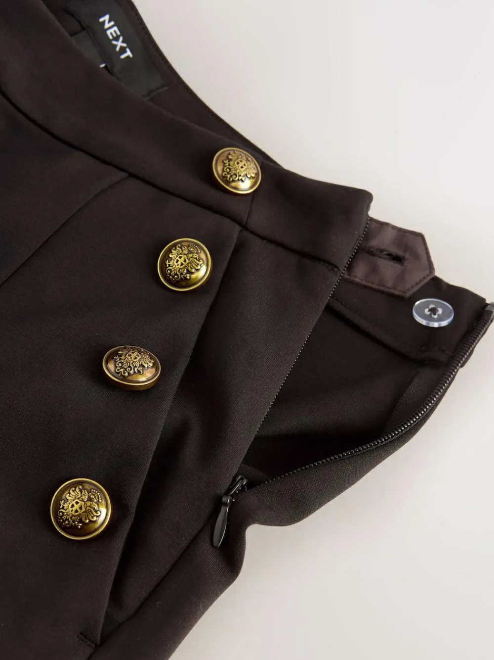 Discount Next Ponte Wide Leg Trousers With Gold Button Detailing Chocolate Brown