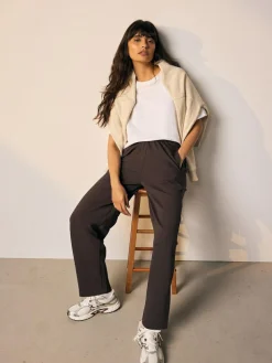 Online Next Premium Heavyweight Slinky Barrel Leg Joggers Chocolate Brown