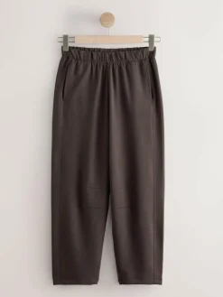 Online Next Premium Heavyweight Slinky Barrel Leg Joggers Chocolate Brown