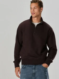 Outlet Next Chocolate Brown Quarter Zip Cotton Rich Jersey Sweatshirt