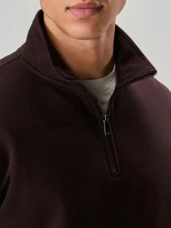 Outlet Next Chocolate Brown Quarter Zip Cotton Rich Jersey Sweatshirt