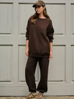 Next Chocolate Brown Relaxed Fit Essentials Longline Sweatshirt with Pockets^Women Nightwear|Hoodies & Sweatshirts