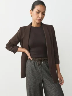 Next Chocolate Brown Relaxed Ruched Sleeve Blazer