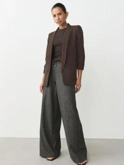 Next Chocolate Brown Relaxed Ruched Sleeve Blazer