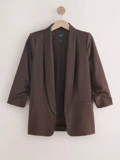 Next Chocolate Brown Relaxed Ruched Sleeve Blazer