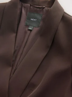Next Chocolate Brown Relaxed Ruched Sleeve Blazer