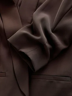 Next Chocolate Brown Relaxed Ruched Sleeve Blazer