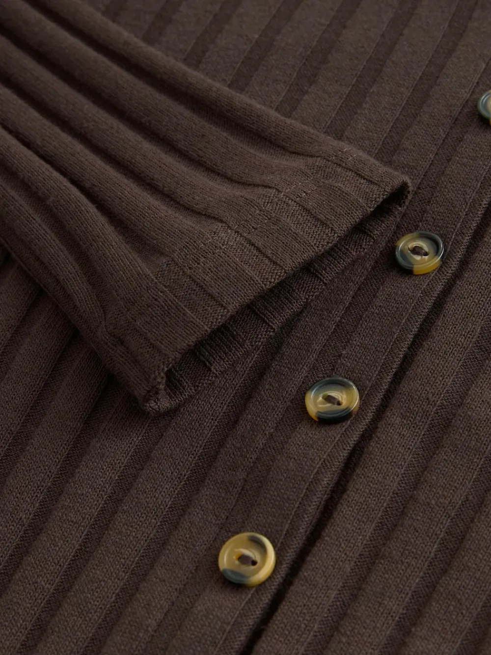 Hot Next Ribbed Long Sleeve Button Down Midi Dress Chocolate Brown