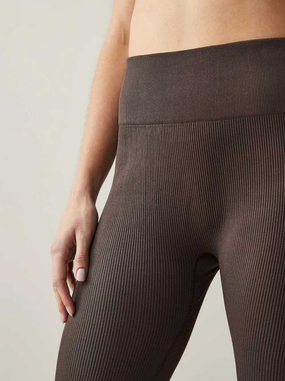 Next Chocolate Brown Ribbed Seamless High Waist Leggings^Women Leggings & Sweatpants