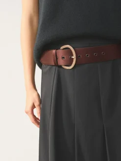 Hot Next Satin Belt with Diamante Buckle Chocolate Brown