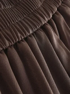 Next Chocolate Brown Satin Elastic Back Wide Leg Trousers^Women Pants