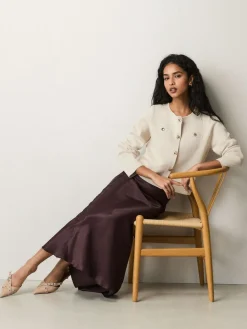 Online Next Chocolate Brown Satin Midi Skirt