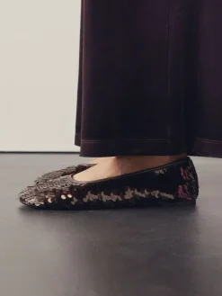 Next Forever Comfort® Round Toe Sequin Ballerina Flats Chocolate Brown Sequin