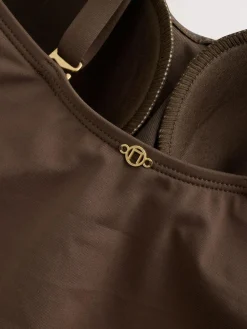 Next Chocolate Brown Shaping Tummy Control Bandeau Swimsuit^Women Swimwear