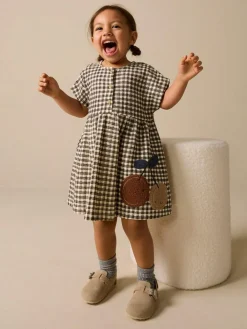 Next Chocolate Brown Short Sleeve Jersey Dress (3mths-7yrs)