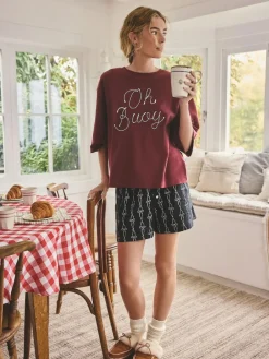 Sale Next Chocolate Brown Slogan Short Pyjamas Set
